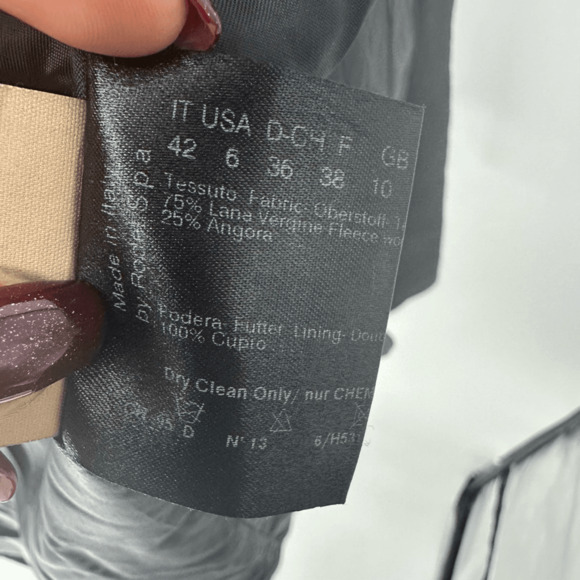 Cinzia Rocca Womens Wool Angora Dress Coat Size S Black Satin Pockets Coquette - Picture 8 of 16